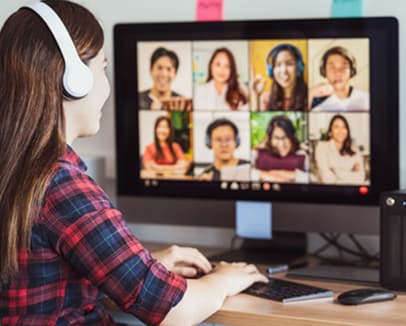 A girl on a video call conference