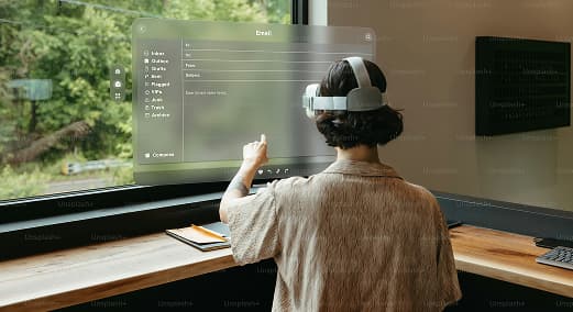 Engineer with VR headset