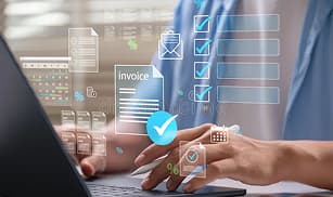 Close-up of a digital invoicing and billing tool.